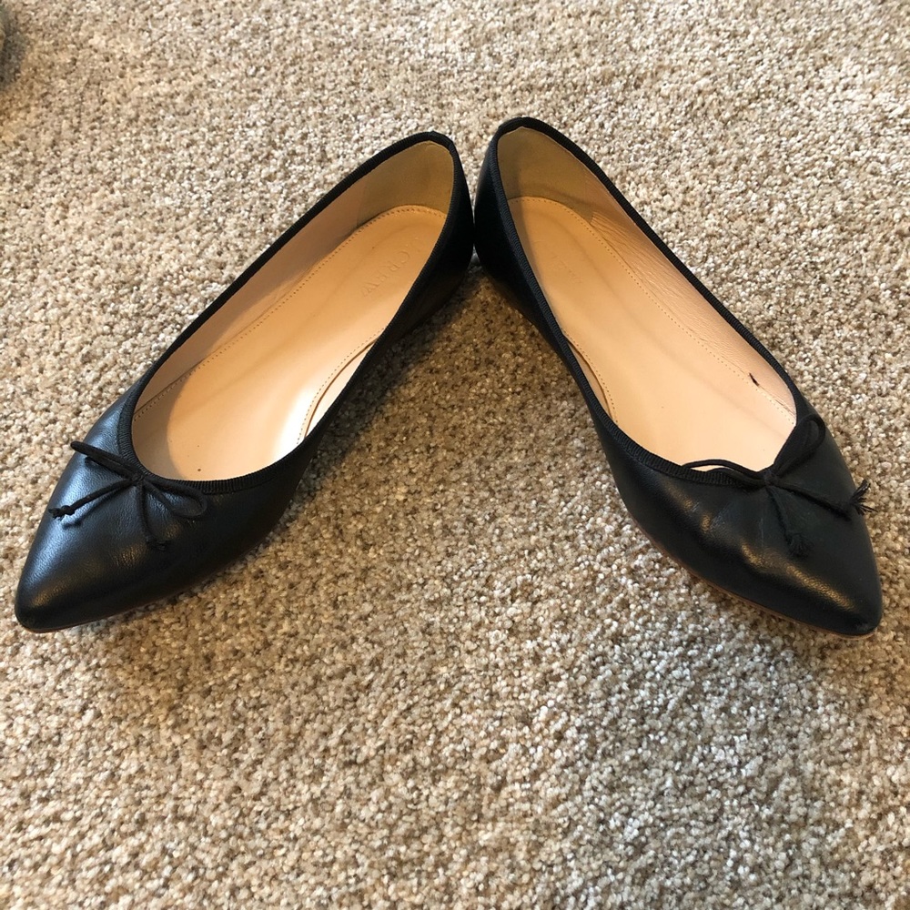 J.Crew pointed toe ballet flats, black, size 7